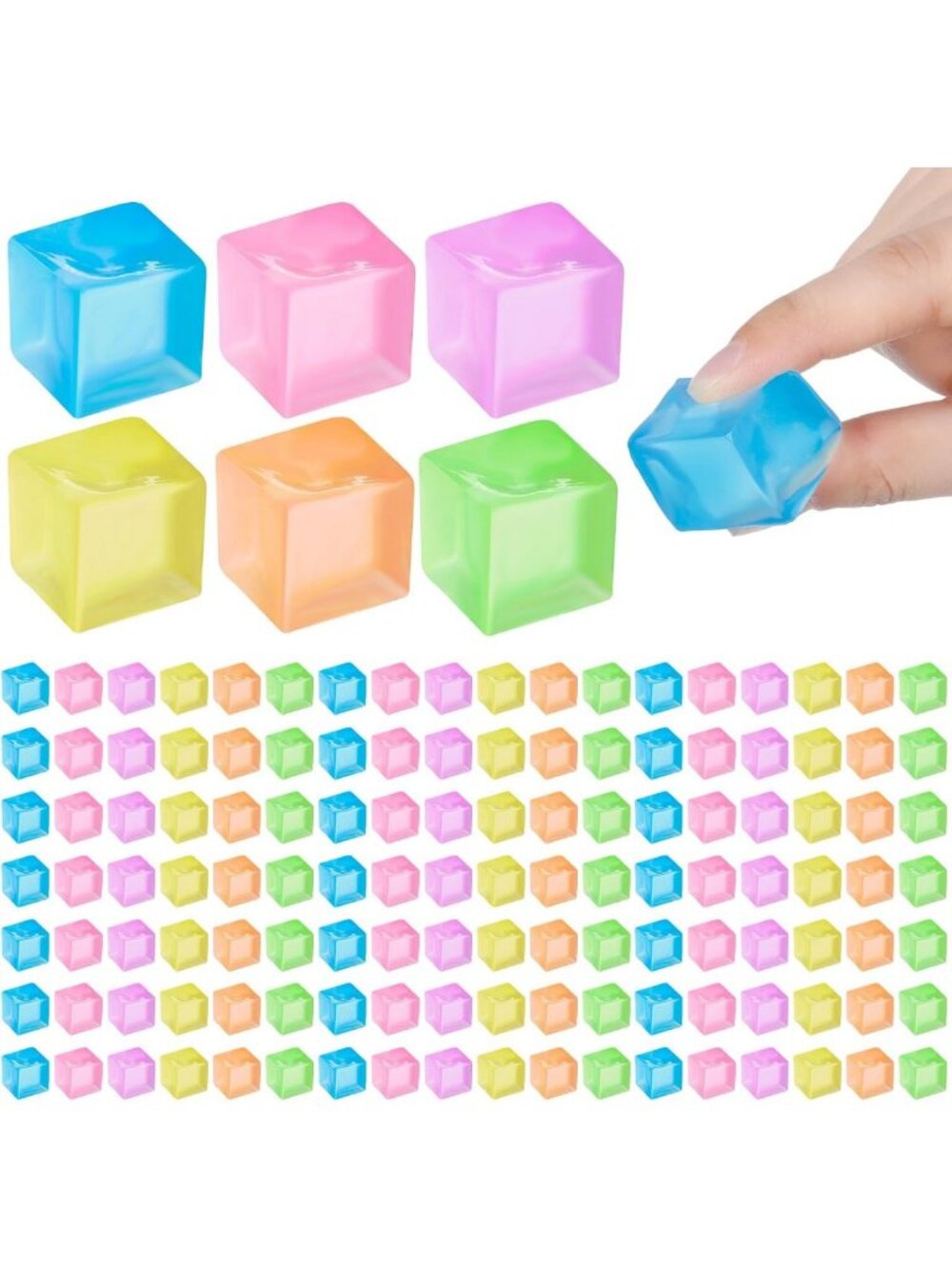 120 Pcs Mini Square Ice Cube Balls - Fun Bulk Toy for Kids & Parties